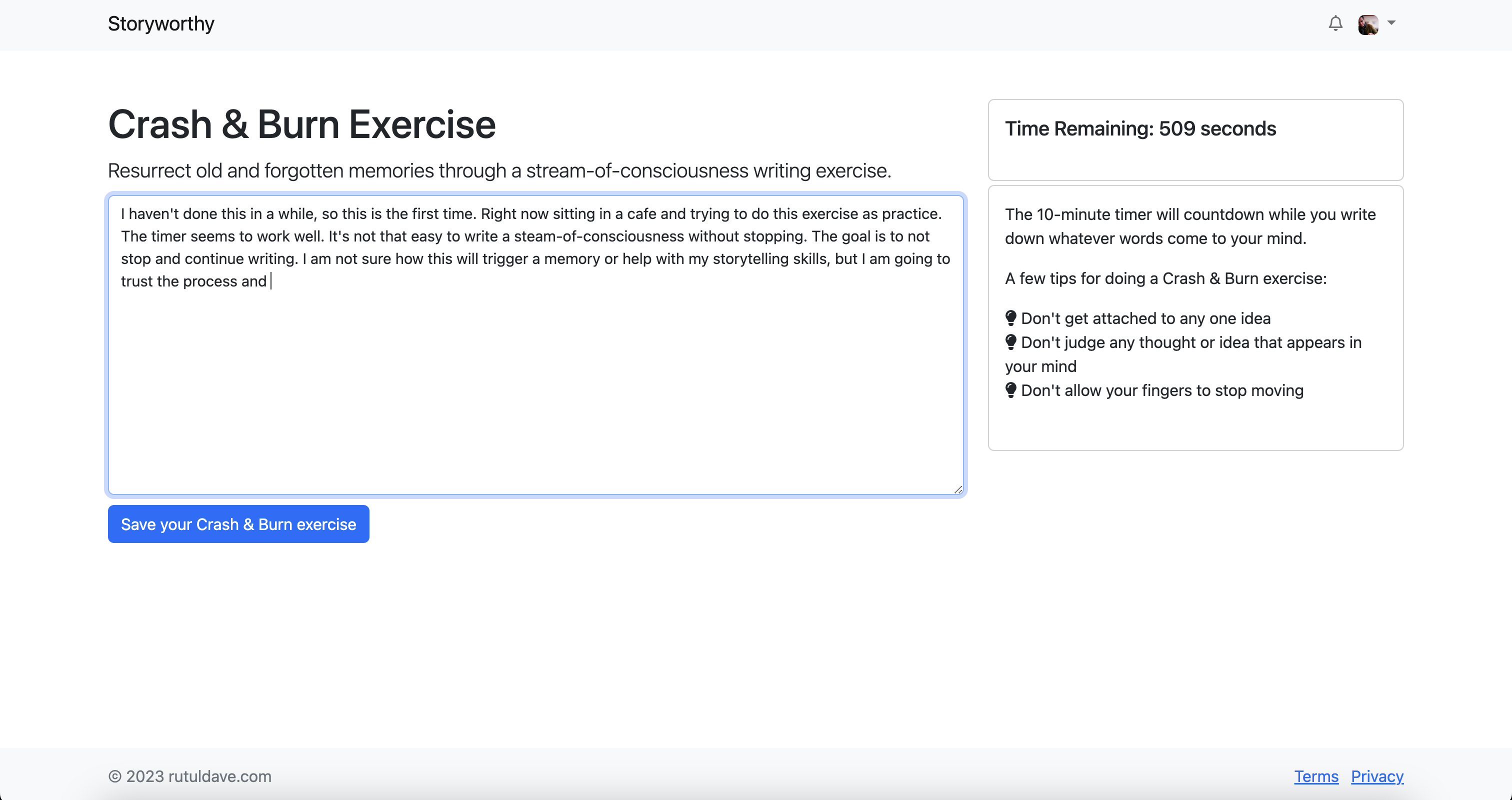 Crash and Burn exercise example